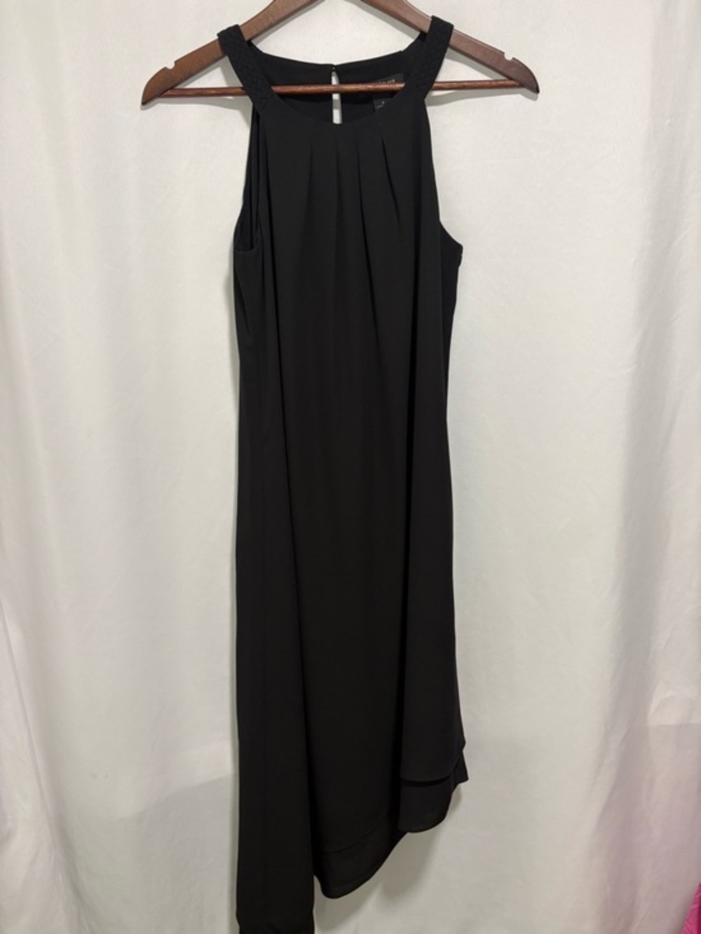 WHBM‎ Black Asymmetrical Midi Dress Size 4 Elegant Flowy